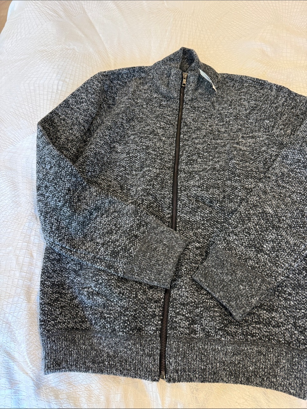 M. Fredric Grey Marled Rhineland Zip Mockneck Sweater